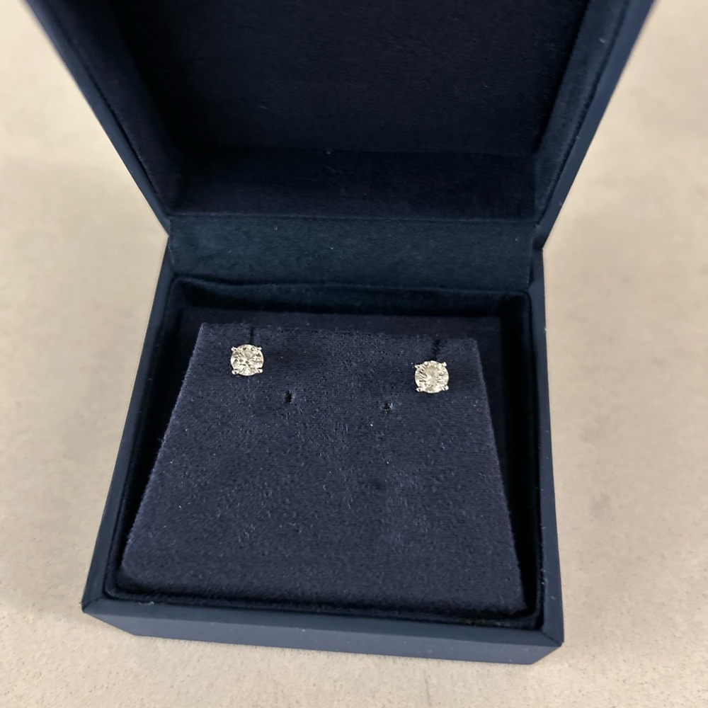 Diamond Round Studs 0.50per 14WG locking disc box,receipt,documents,🆓🎁shipping